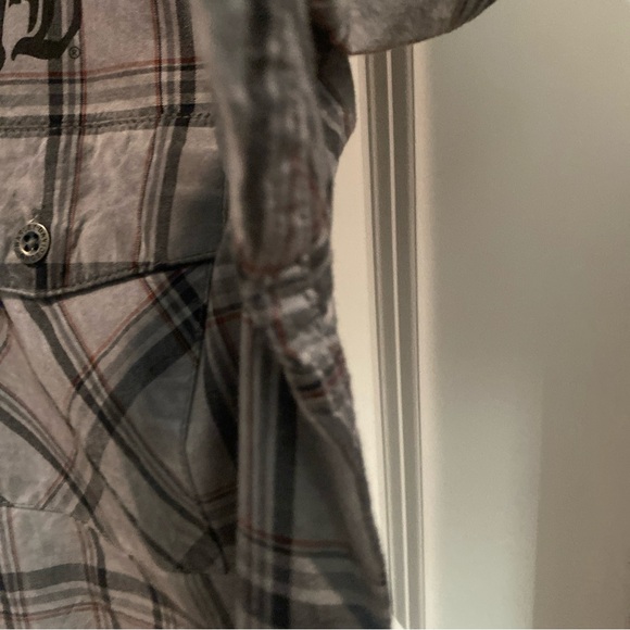 Harley Davidson Shirt Men’s Size M Casual Button Down Gray Plaid Short Sleeve - Picture 5 of 14